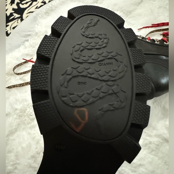 Gianni Bini Ryedderr Leopard Block Heel Combat Moto Biker Boots Grunge LaceUp - Picture 6 of 15